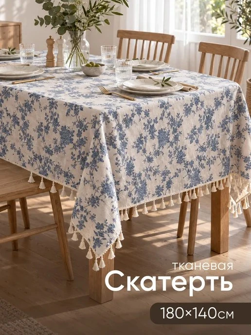 Скатерть на стол тканевая водоотталкивающая 180x140 см Birdhouse