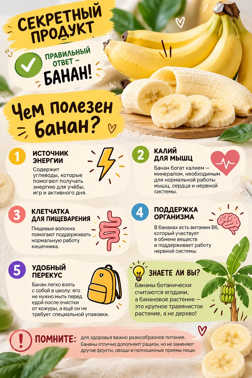 🍌 СЕКРЕТНЫЙ ПРОДУКТ: БАНАН — ЖЁЛТЫЙ ЧЕМПИОН!