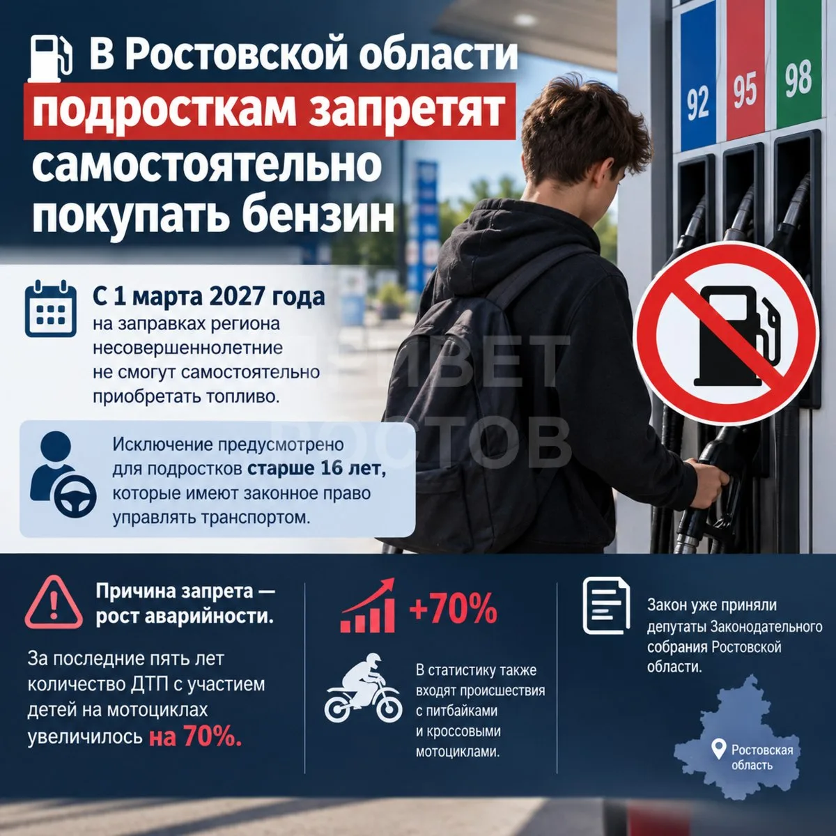 ⛽️ В Ростовской области подросткам запретят самостоятельно покупать бензин