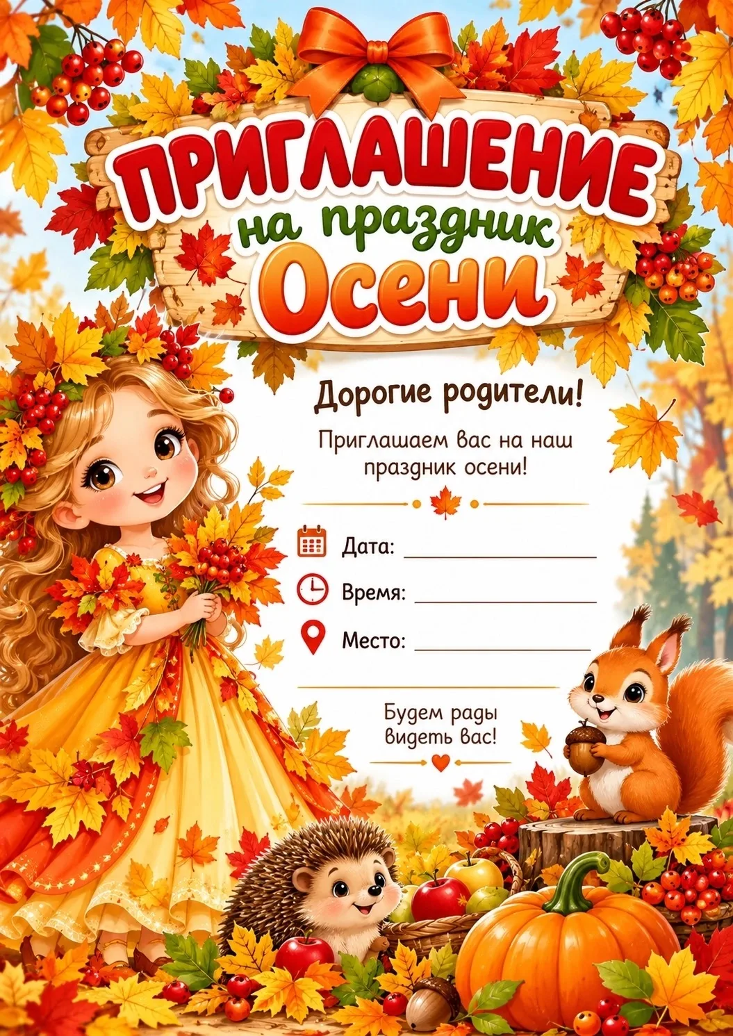 Приглашение на праздник осени