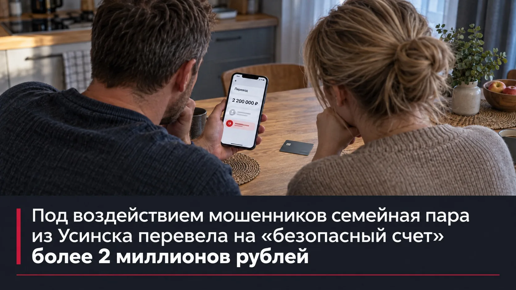 Под воздействием мошенников семейная пара из Усинска перевела на «безопасный счет» боле...