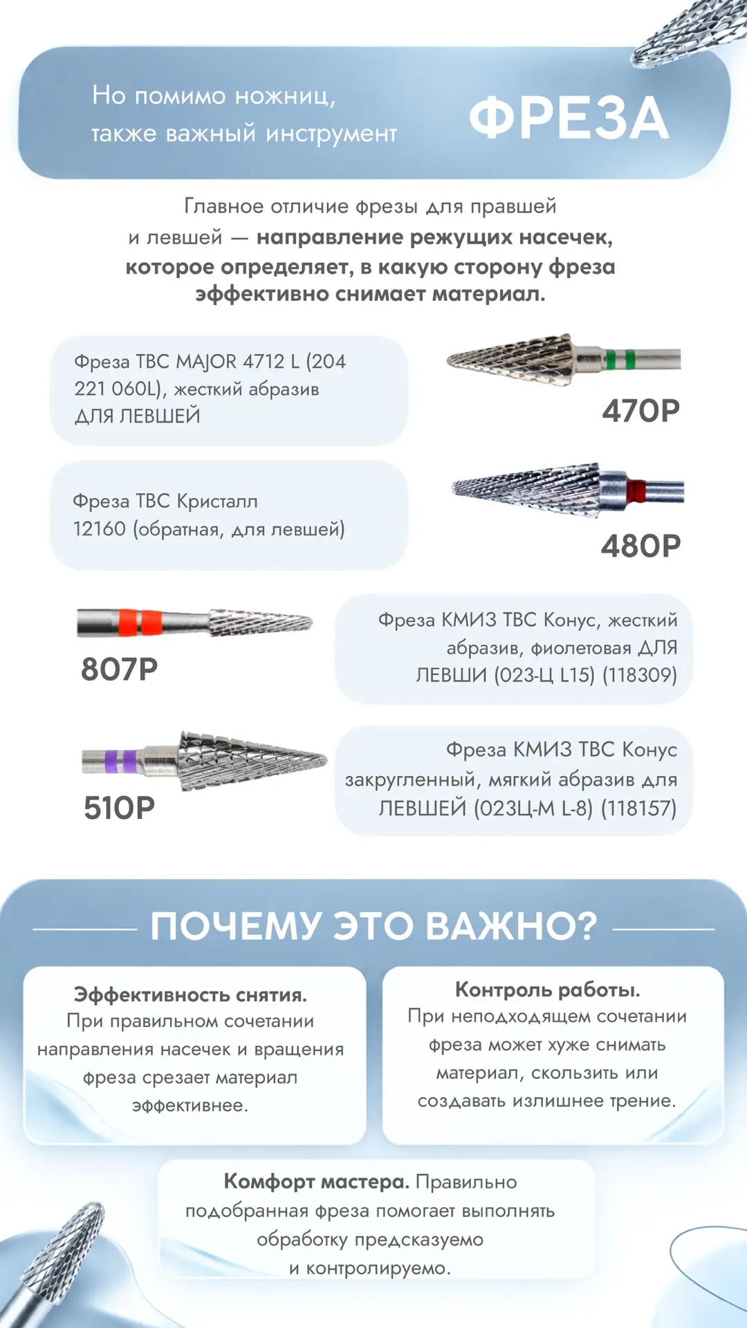 Составили для вас подборку фрез и ножниц для левшей 🖇️