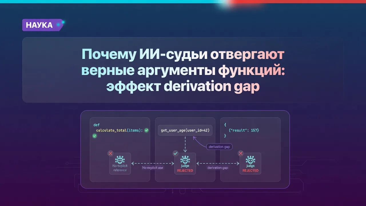Почему ИИ-судьи отвергают верные аргументы функций: эффект derivation gap