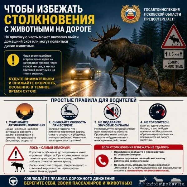 🦌 ГИБДД предупреждает водителей