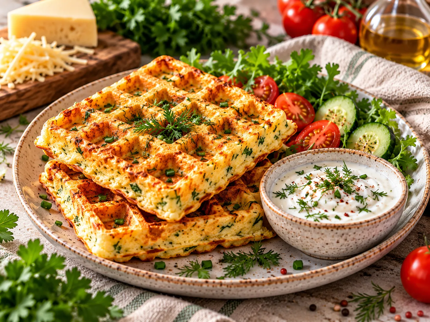 🧀 НЕСЛАДКИЕ ТВОРОЖНЫЕ ВАФЛИ С СЫРОМ И ЗЕЛЕНЬЮ