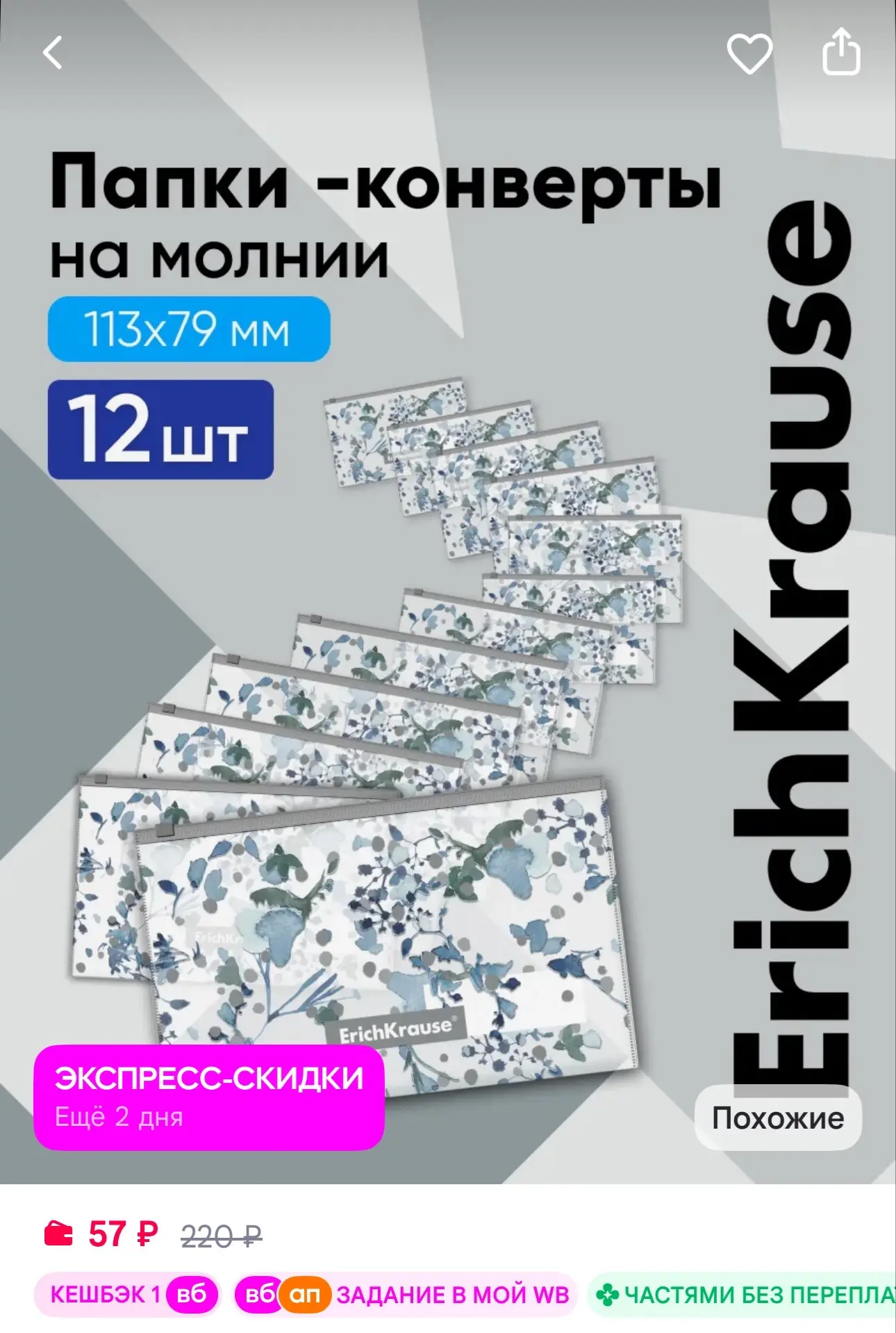 ErichKrause Zip-пакет пластиковый Frozen Beauty, Card Size - 12 шт