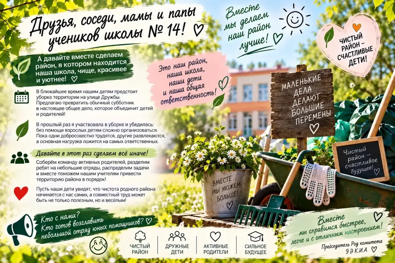 📢 Уважаемые родители школы № 14! 🌸