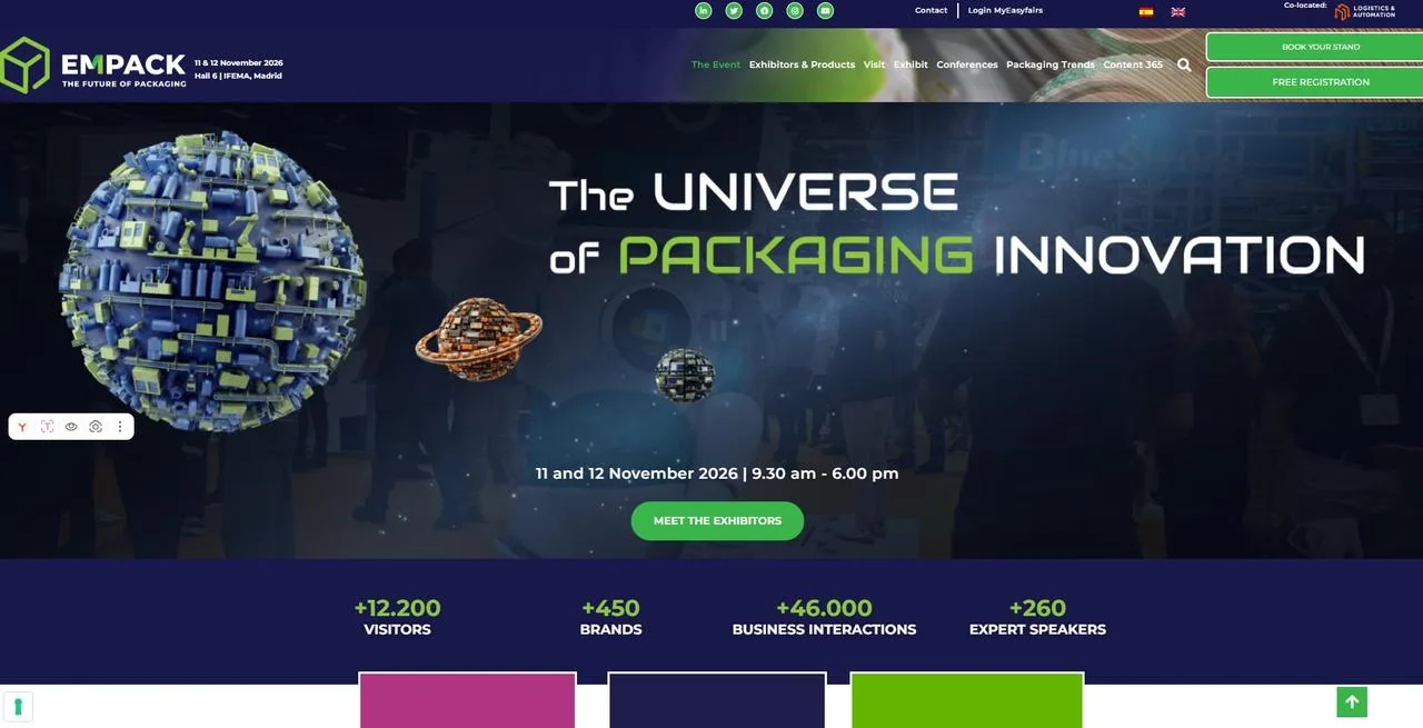 В Мадриде 11–12 ноября 2026 года пройдут выставки Empack Madrid и Logistics & Automatio...
