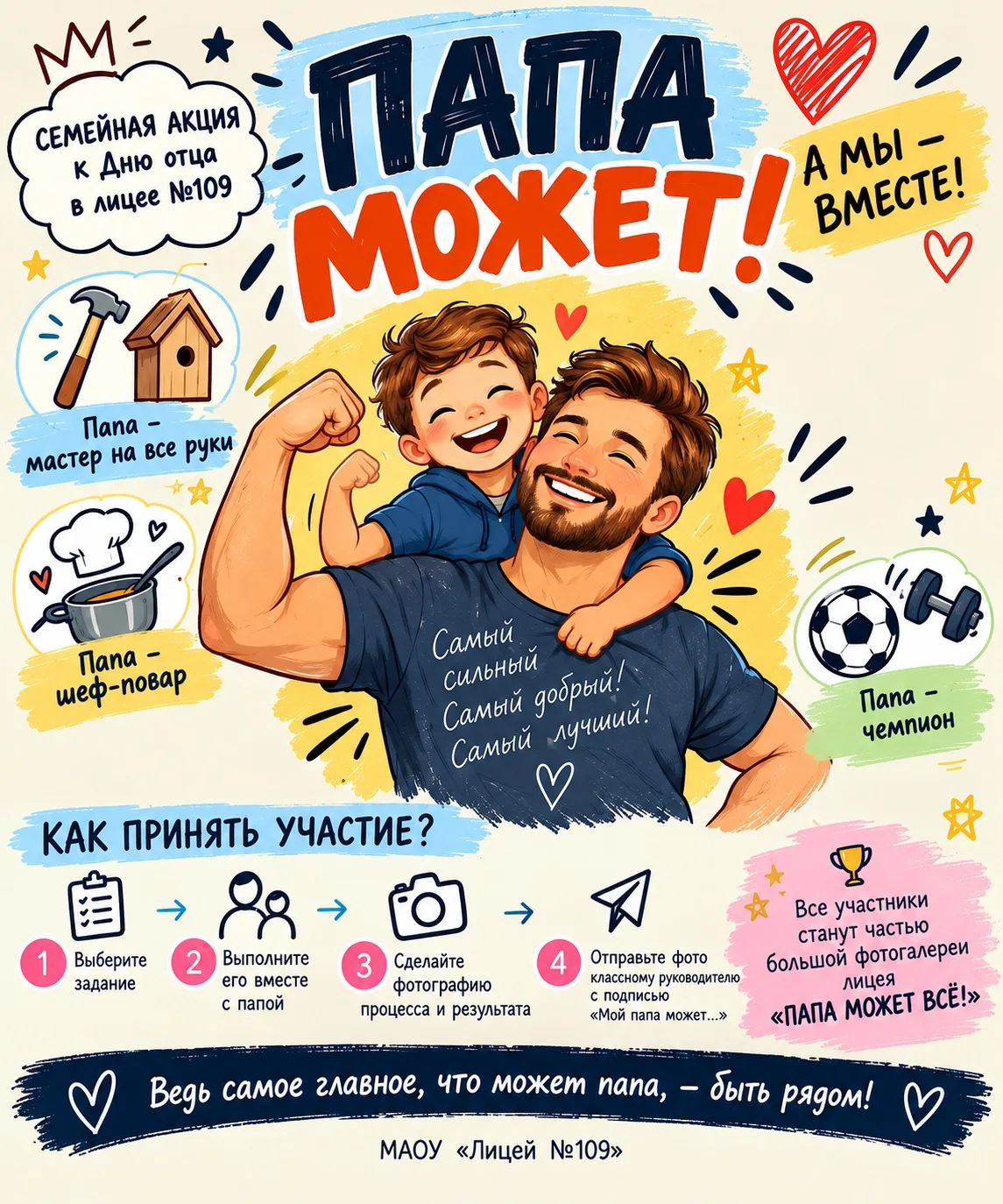 👨‍👧‍👦 СЕМЕЙНАЯ АКЦИЯ «ПАПА МОЖЕТ! А МЫ — ВМЕСТЕ!»