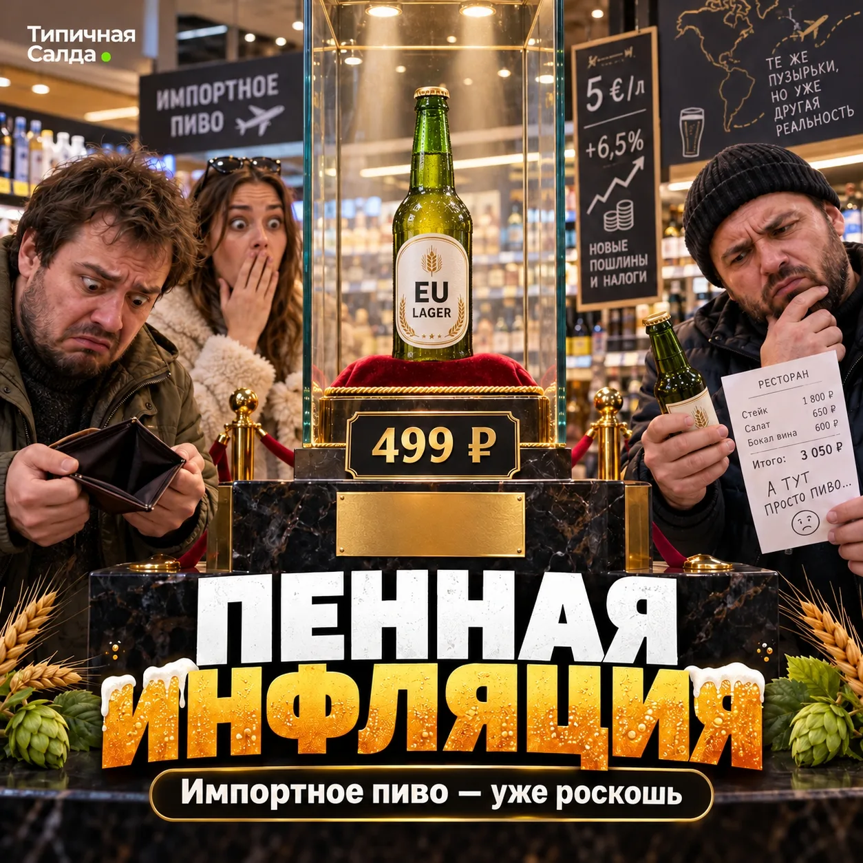 ​🍺 Пенная инфляция: бутылка импортного пива обойдется салдинцам в 500 рублей