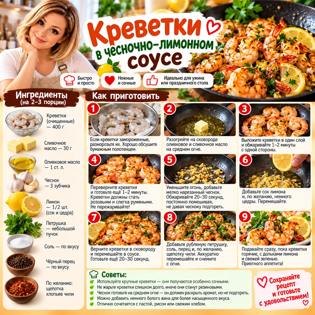 🍤 КРЕВЕТКИ В ЧЕСНОЧНО-ЛИМОННОМ СОУСЕ 🍋