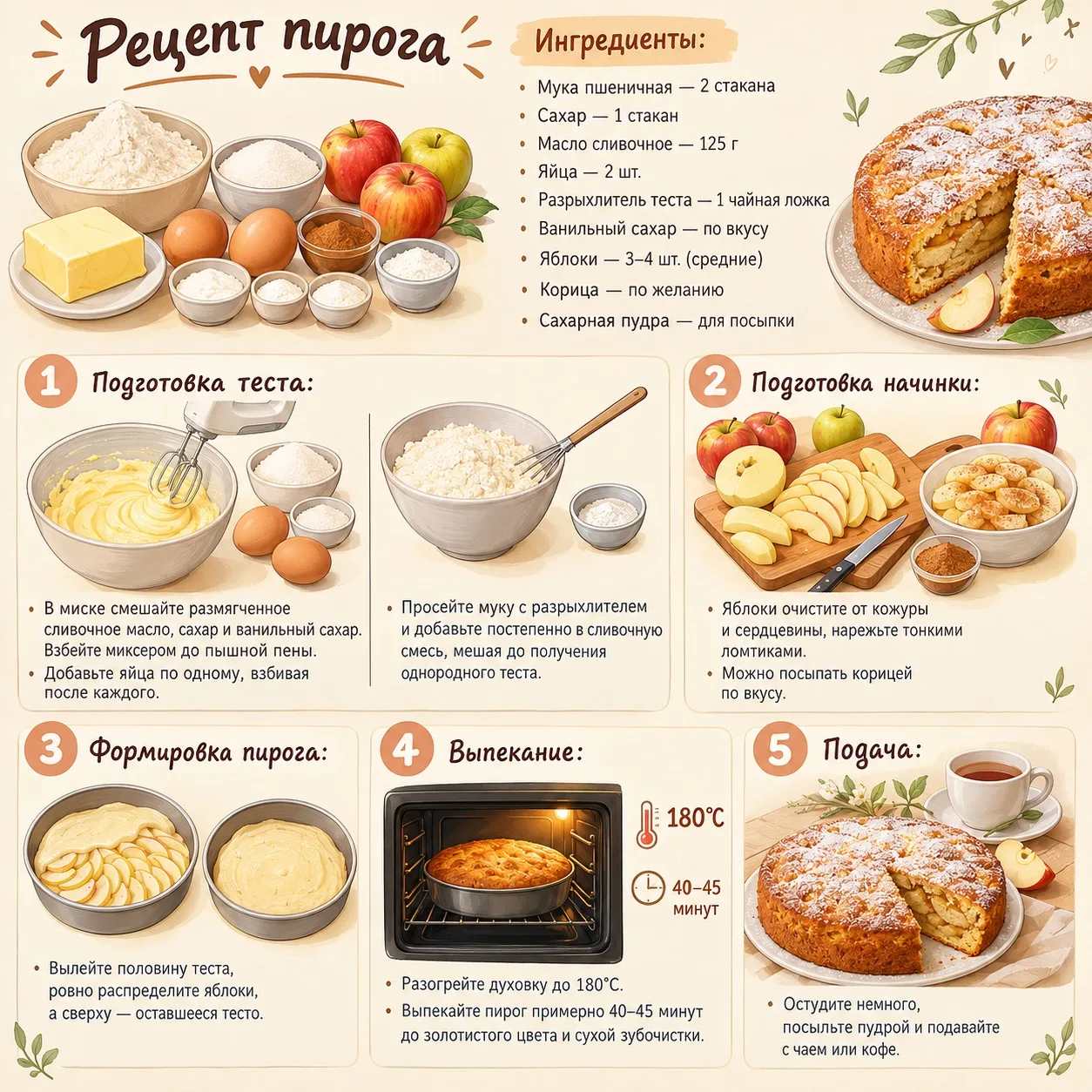 Сегодня делимся рецептом вкуснейшего, воздушного и душистого пирога 🥧