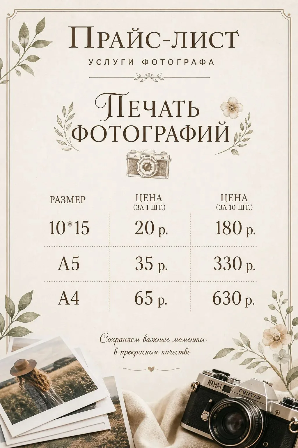 ‼️ Сегодня запускаю АКЦИЮ: 100 фотографии 10*15 за 1000 рублей‼️