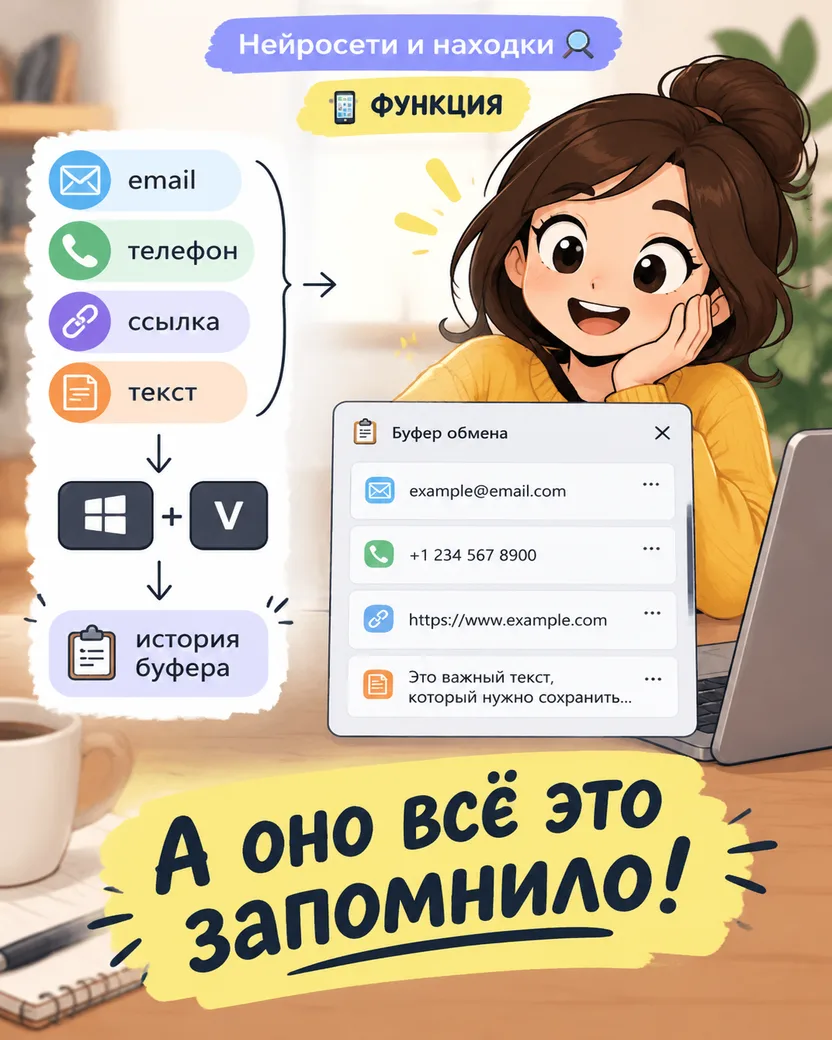 📋 Скопировали что-то важное и тут же скопировали другое?