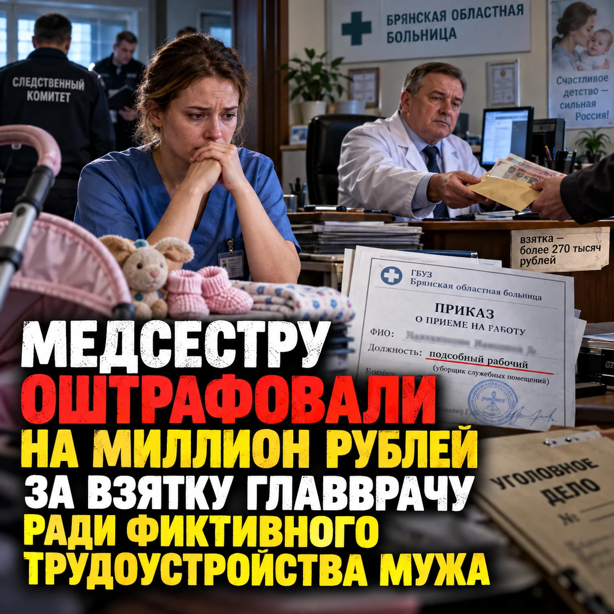 Медсестру оштрафовали на миллион рублей за взятку главврачу ради фиктивного трудоустрой...