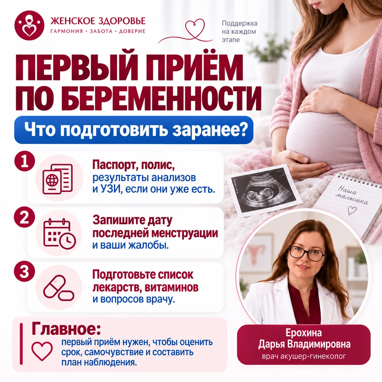 🤰 ПЕРВЫЙ ПРИЁМ ПО БЕРЕМЕННОСТИ: КАКИЕ ВОПРОСЫ ЗАДАТЬ ВРАЧУ?