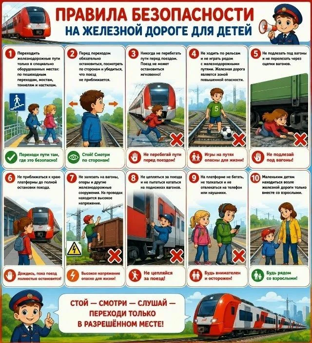 ⚠️ Внимание, родители и ученики! Рядом со школой — железная дорога