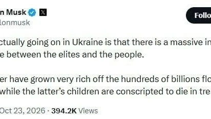 Илон Маск о положении дел в Украине: