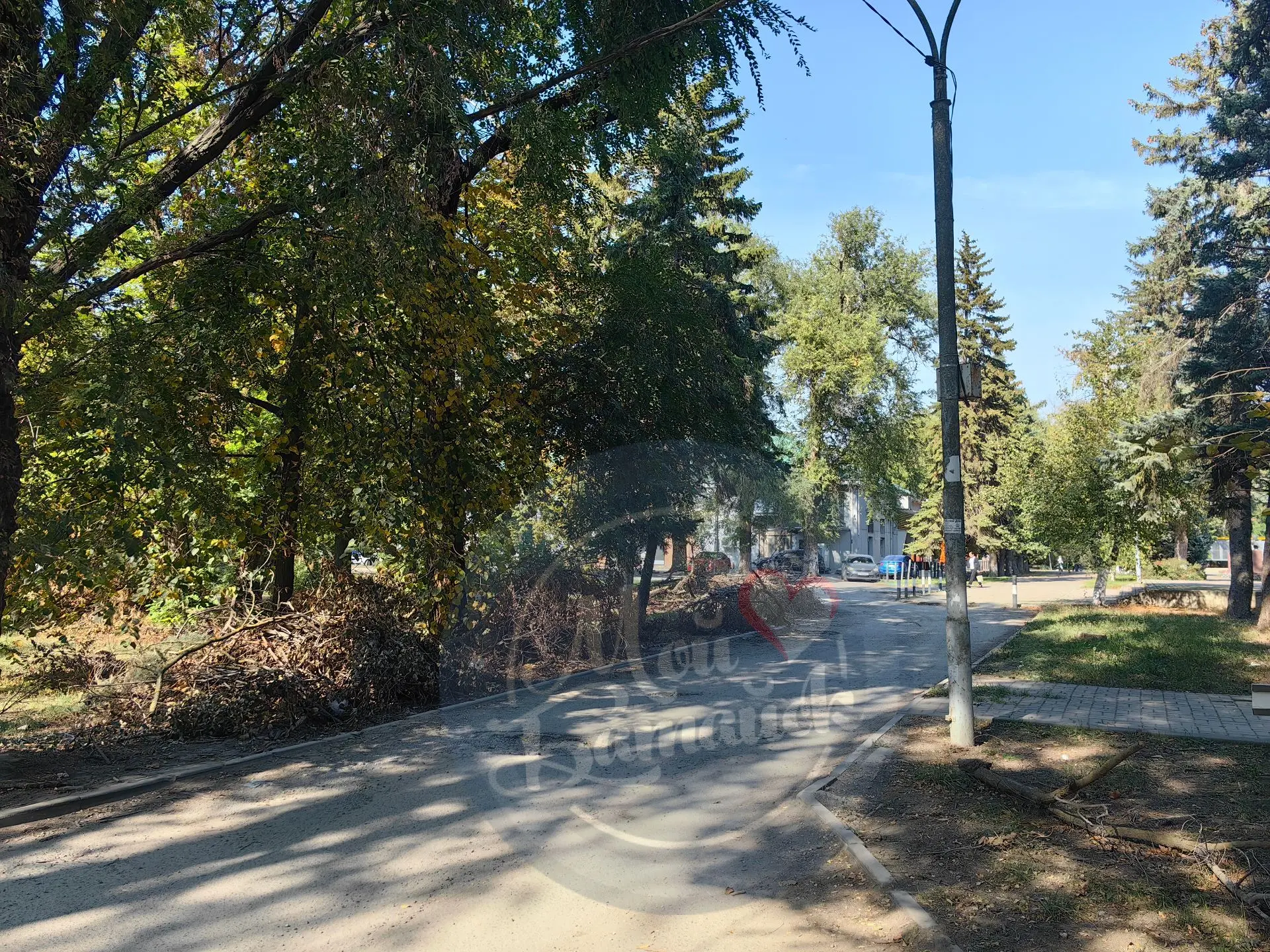 После урагана в парке Ленина, возле мемориала "Клятва Поколений", так и валяются сухие ...