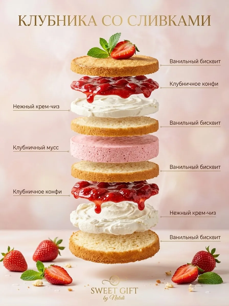 ✨ Классика, перед которой невозможно устоять: торт «Клубника со сливками» 🍓🍰