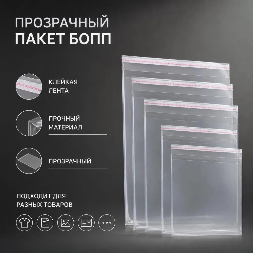 📦 Прозрачные БОПП-пакеты с клеевым клапаном — товар виден, упаковка надёжна!