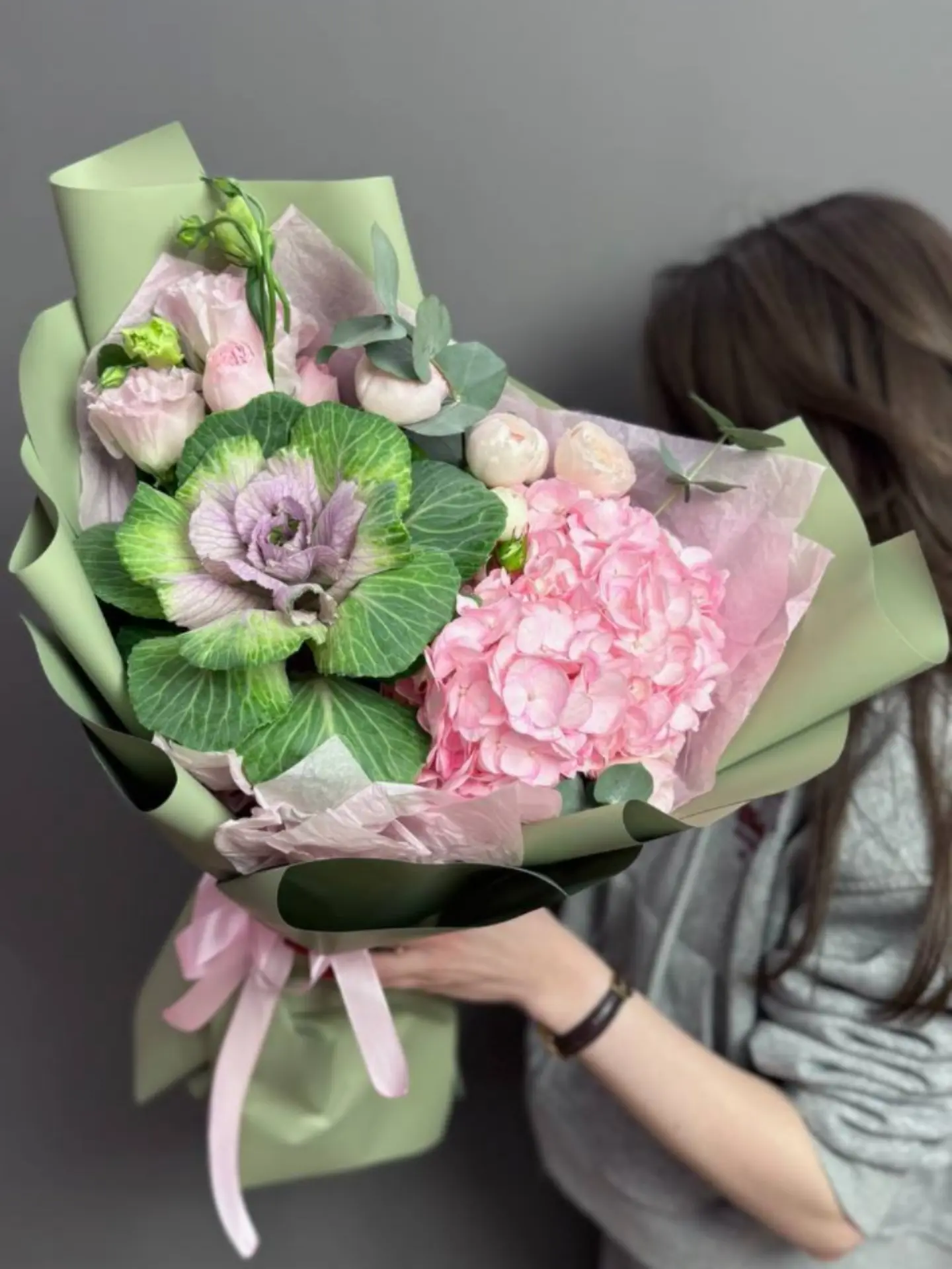 💚Авторский букет с брасикой и гортензией