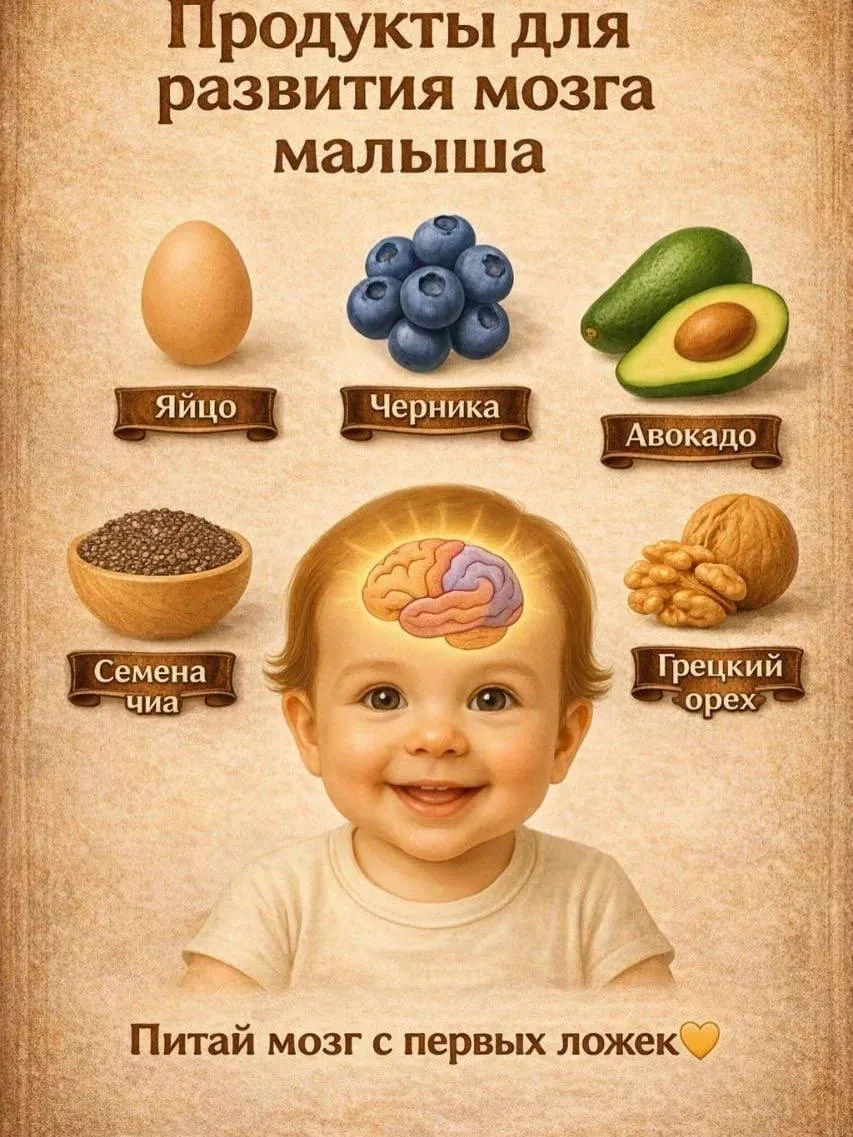 Полезные продукты для развития и здоровья малыша 👶
