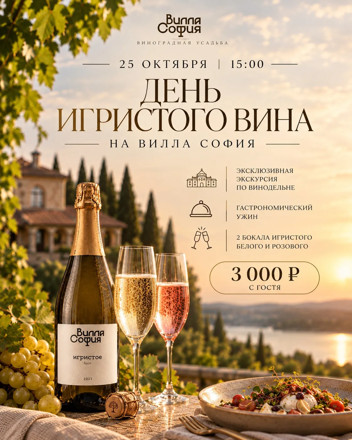 🥂 25 октября 15:00 — День игристого вина на Вилле София