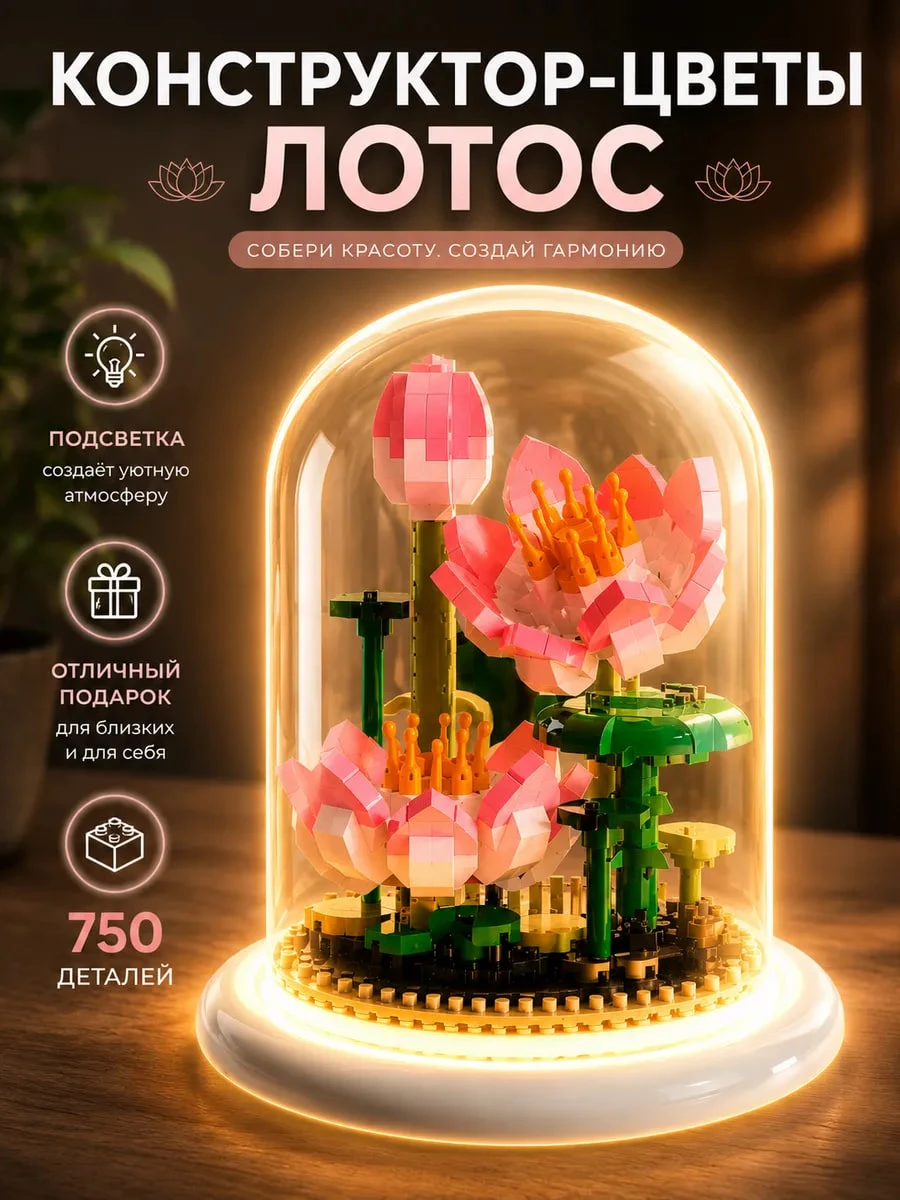 Конструктор Лотос в колбе с подсветкой 💡