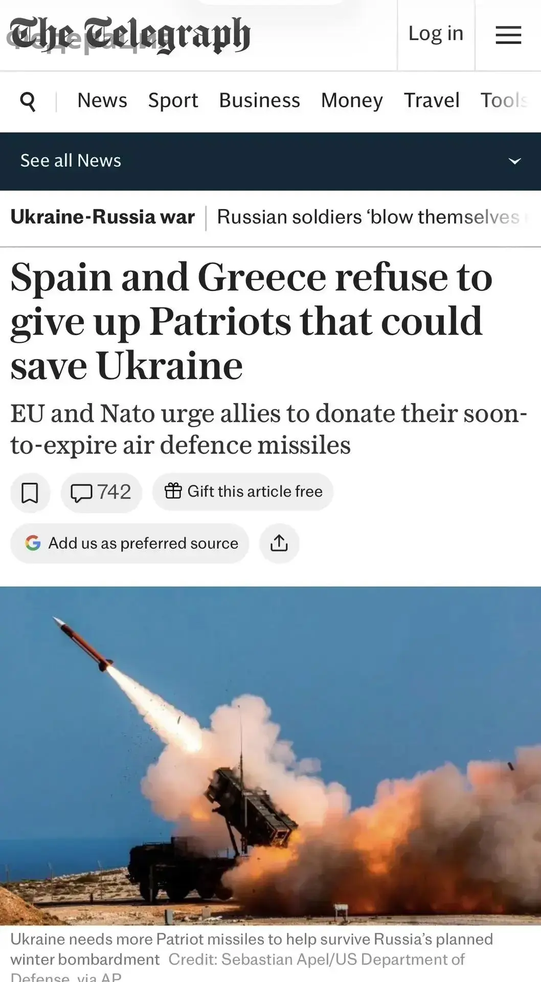 🇬🇧🇺🇦 🇪🇸 🇬🇷 Telegraph сообщает, что Испания и Греция отказались передать Украине...