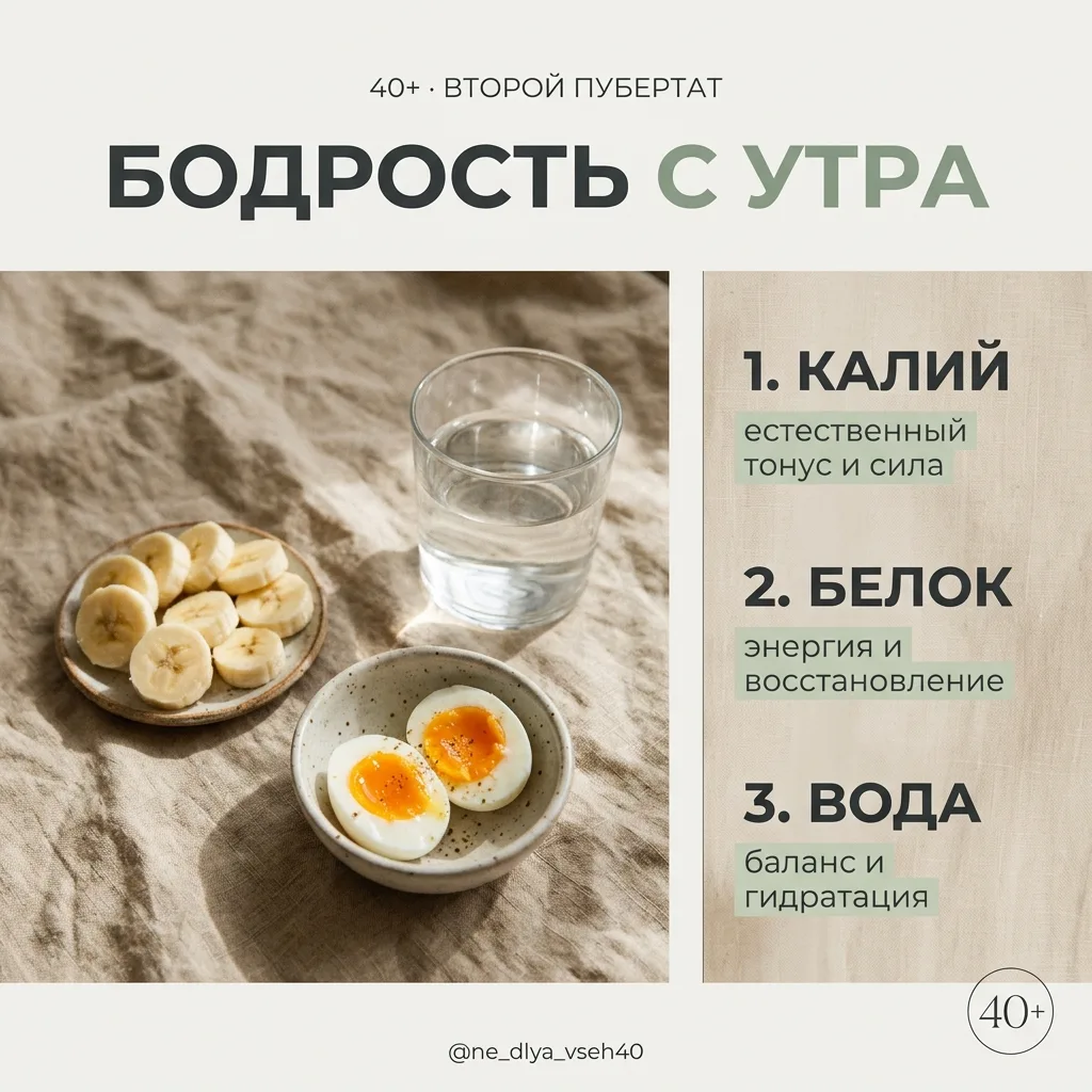 🔥 Энергия до вечера: 3 продукта, которые реально бустят бодрость после 40!