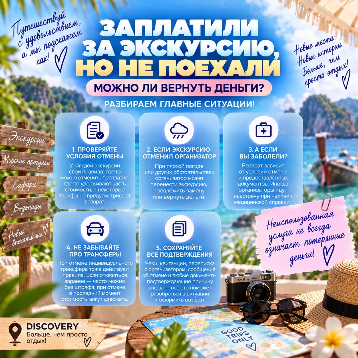 💸 ЗАПЛАТИЛИ ЗА ЭКСКУРСИЮ, НО НЕ ПОЕХАЛИ. МОЖНО ЛИ ВЕРНУТЬ ДЕНЬГИ? 😳