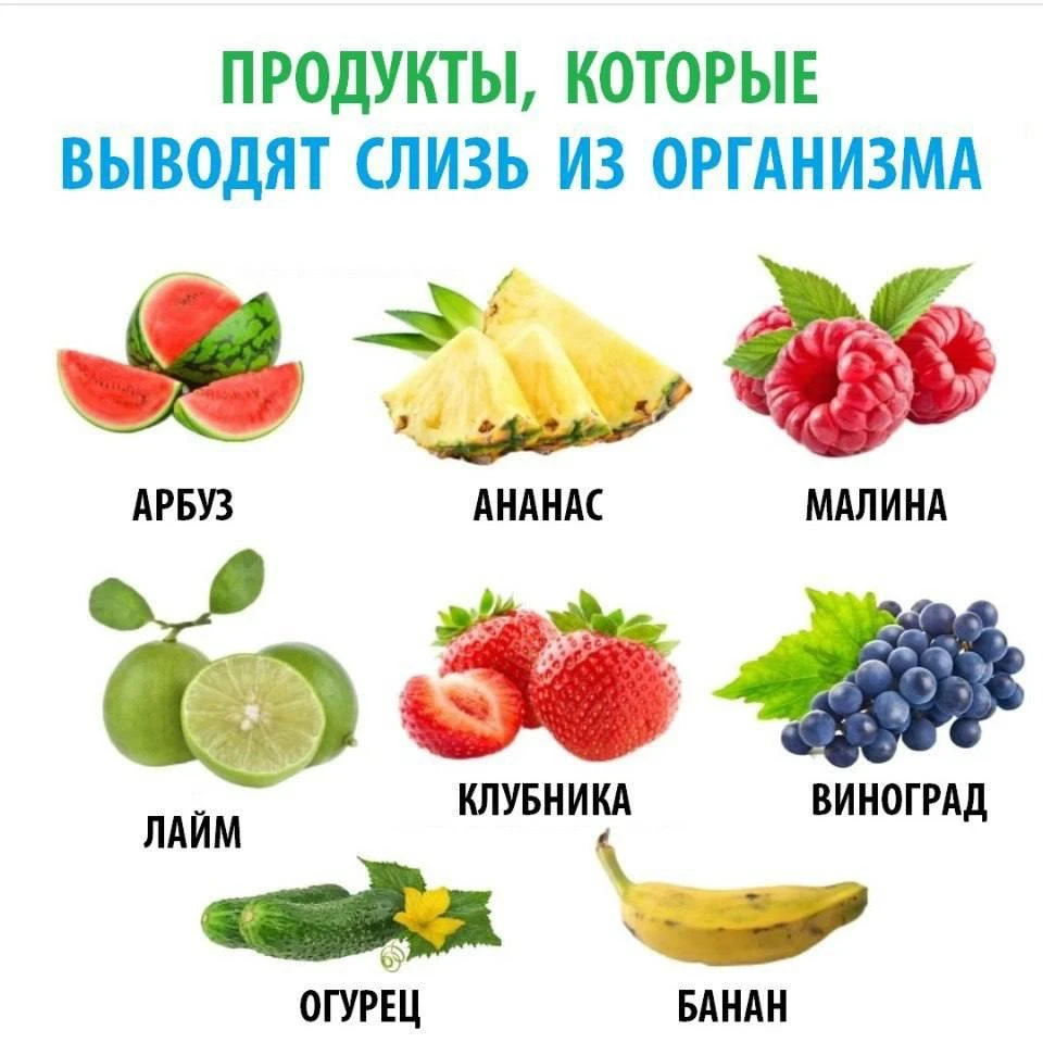 Продукты, которые выводят  слизь из организма 🍓