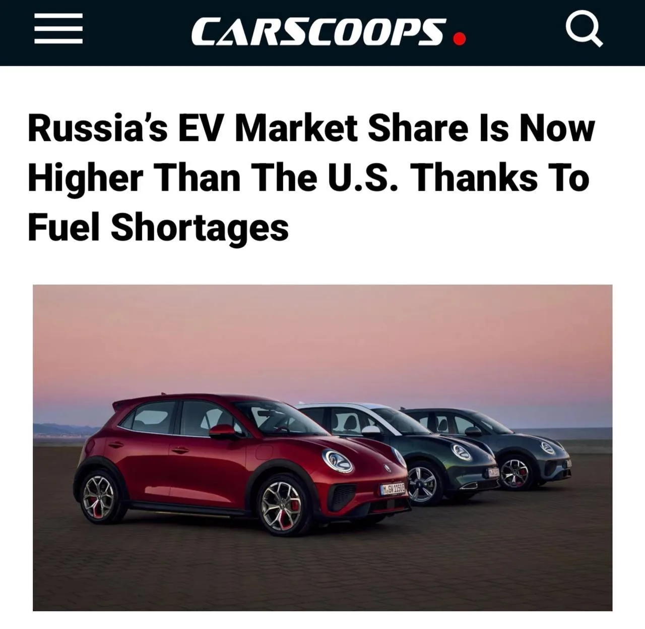 Россия обогнала США по доле электромобилей — американцы связывают это с дефицитом топли...