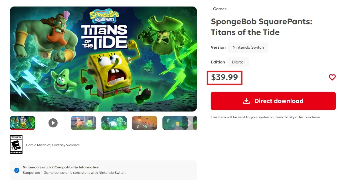 SpongeBob SquarePants: Titans of the Tide получила версию для оригинальной Switch