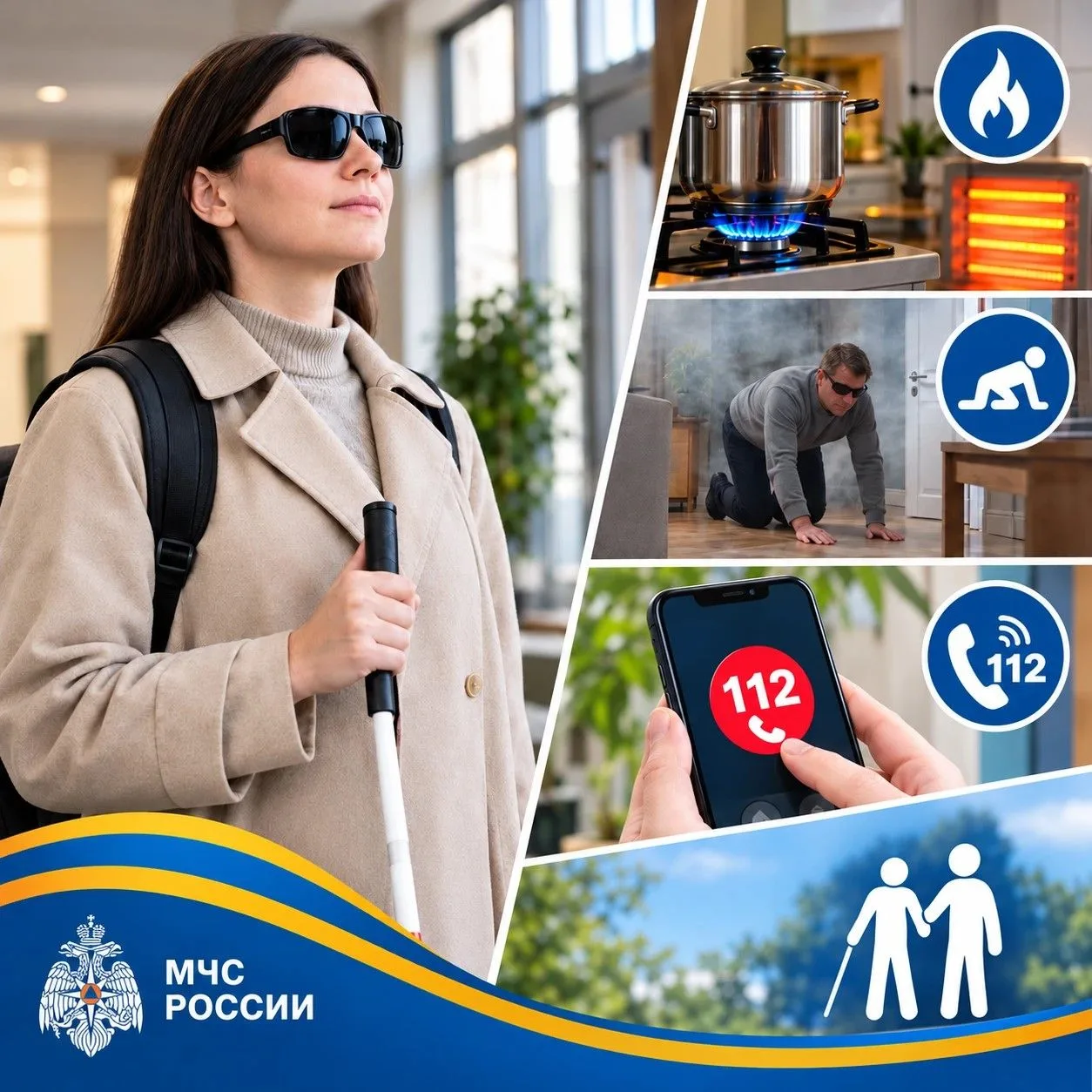 В Международный день белой трости напоминаем правила пожарной безопасности для людей с ...