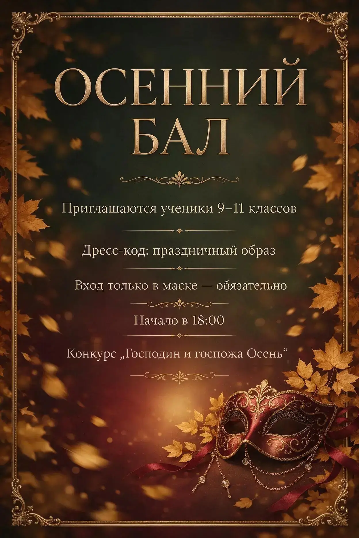 🎉 Осенний бал: время волшебства и ярких образов! 🎉