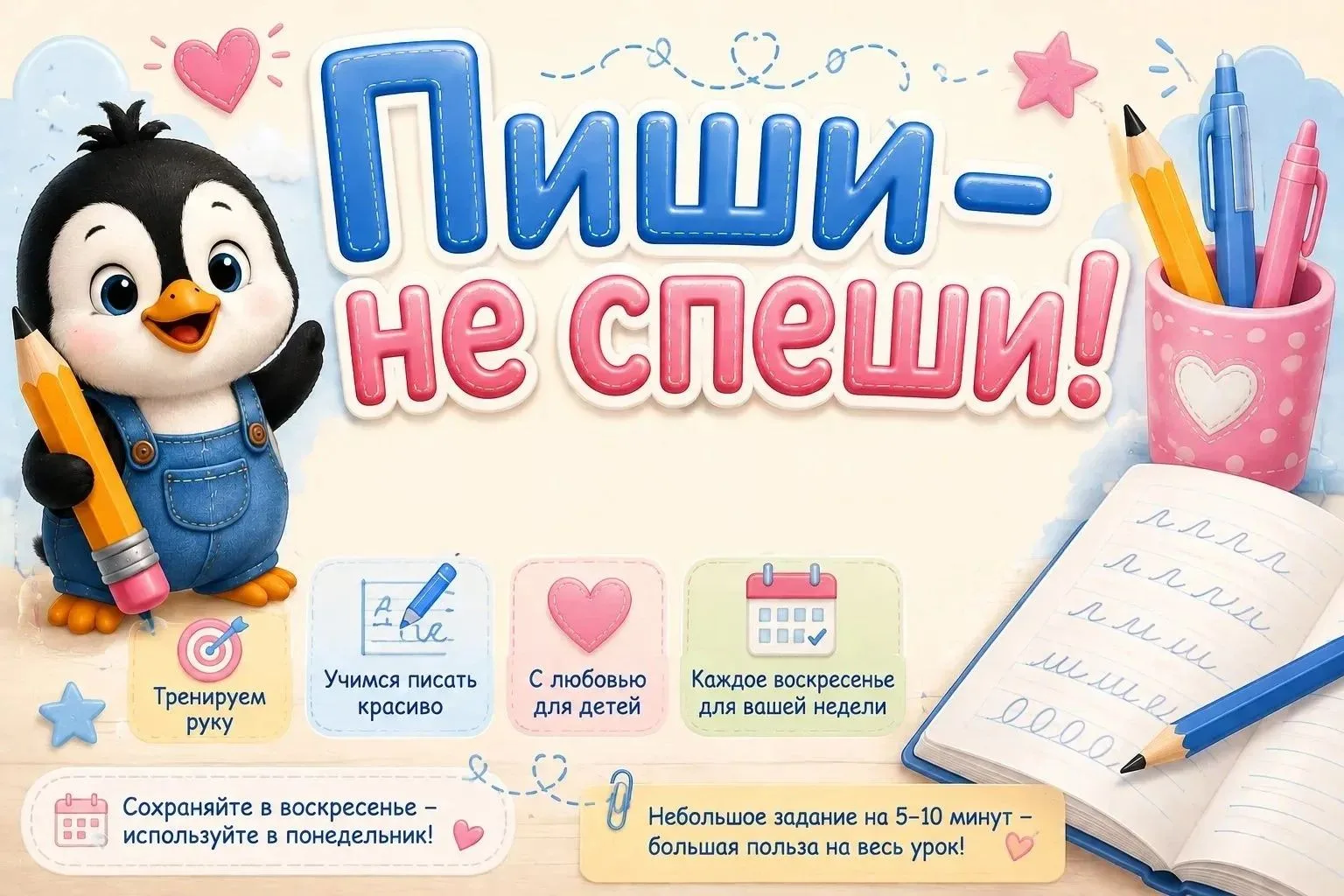 Пиши - не спеши! Для началки, с любовью❤