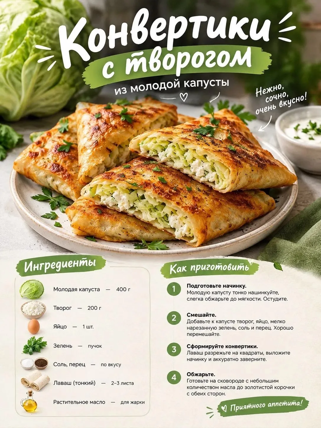 Конвертики с творогом 🤤