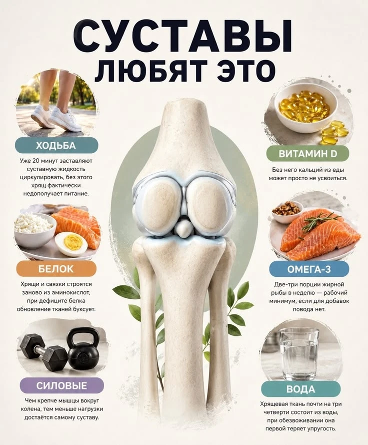 Полезная еда и привычки для пользы суставам👍