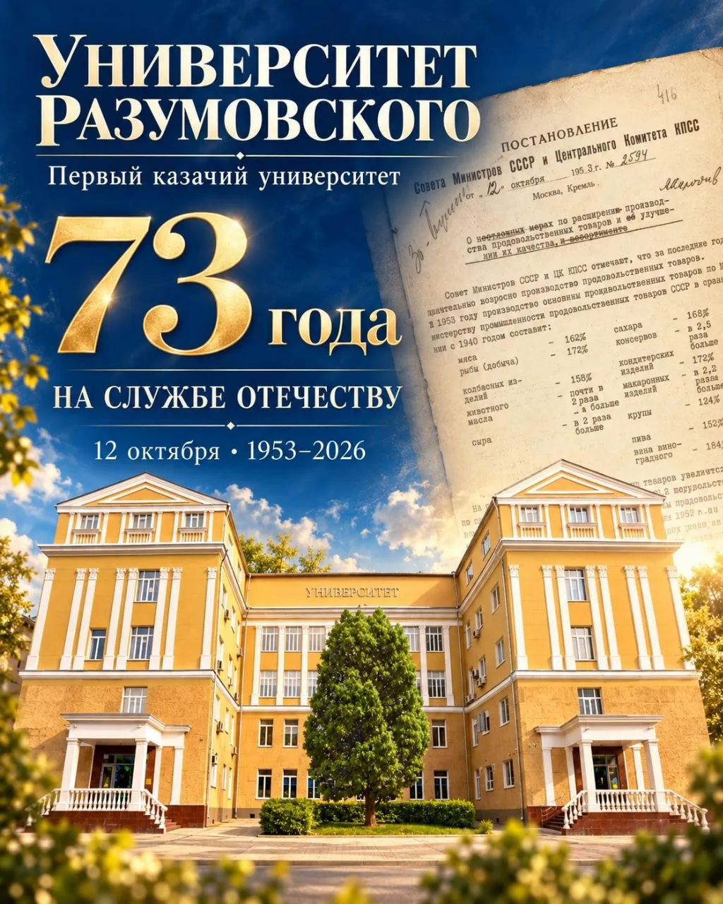 🌟 Университет Разумовского — 73 года на службе Отечеству!