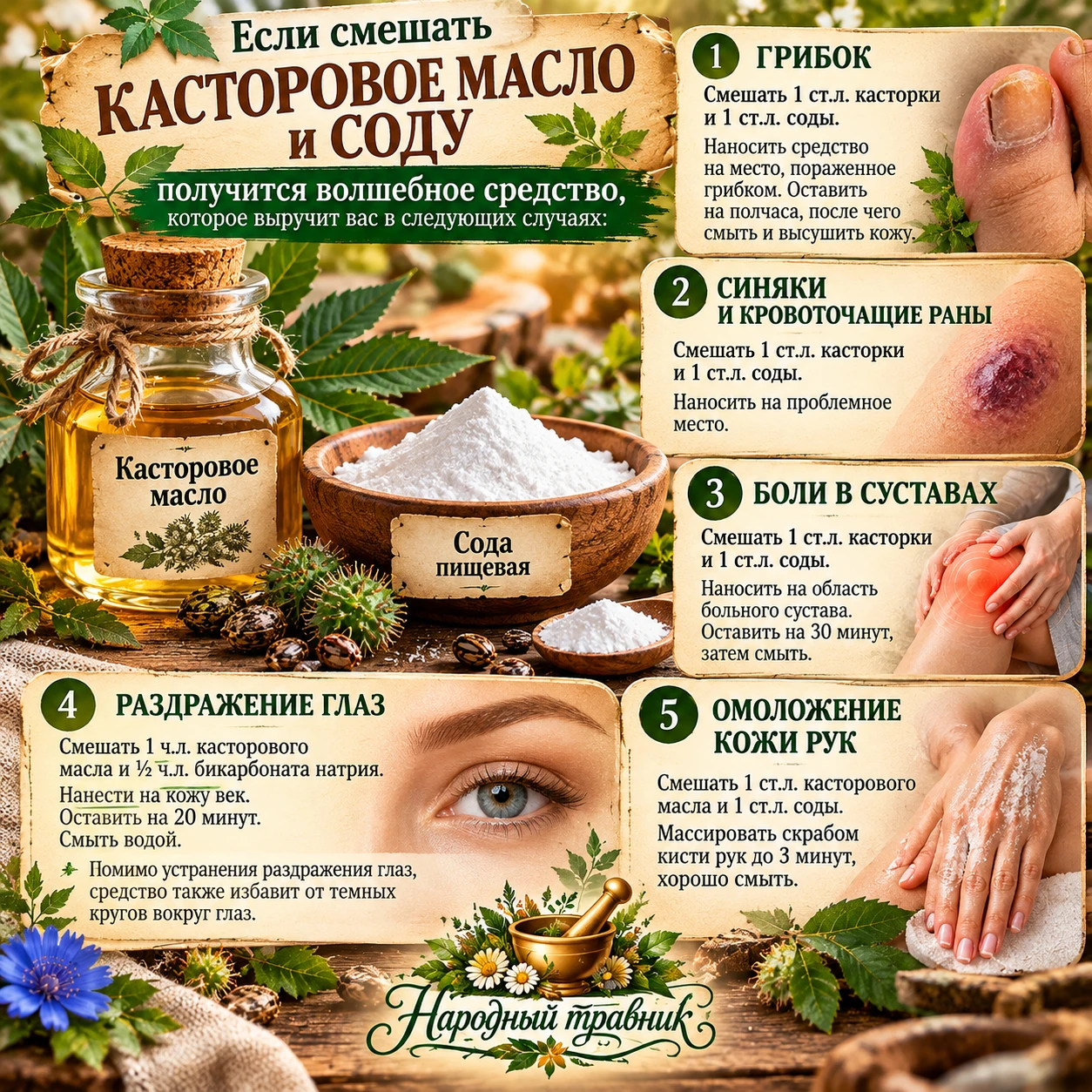 ☝️Если смешать кастоpовое масло и соду - получится волшебное средство, которое выручит ...
