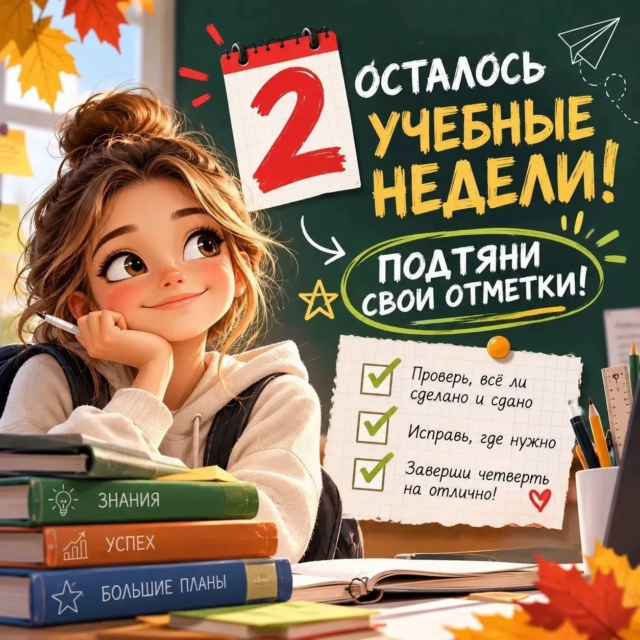🎒 До конца четверти — 2 недели… То есть примерно 10 дней, когда «ещё успею» превращает...