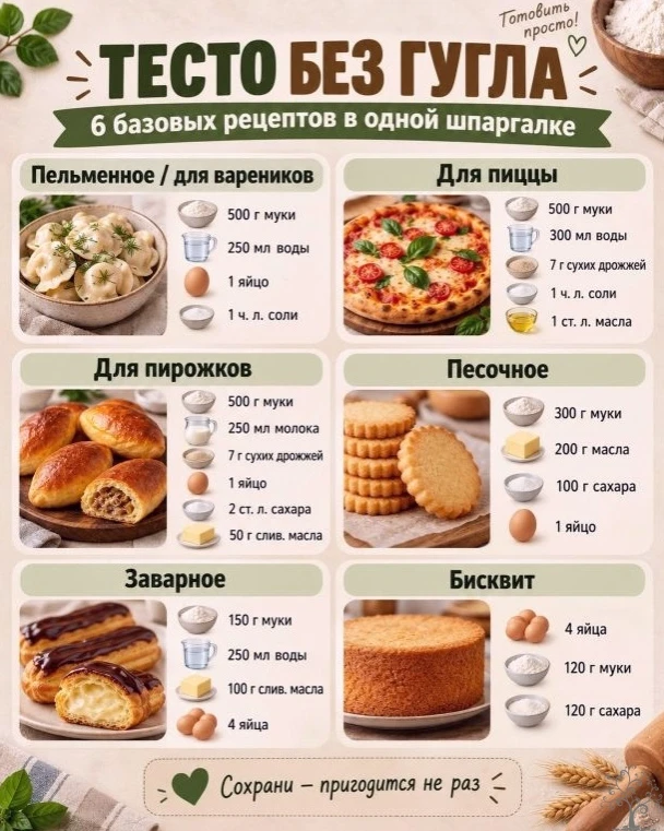 🥟 Пельменное — смешайте муку, воду, яйцо и соль. Вымесите до гладкости и оставьте на 2...