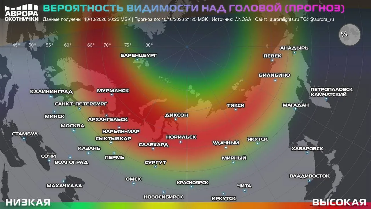 Северное сияние может появиться этой ночью там, где небо будет безоблачным. Всё из-за м...