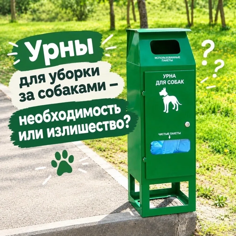 В некоторых парках и зелёных зонах устанавливают урны для уборки за собаками и даже при...