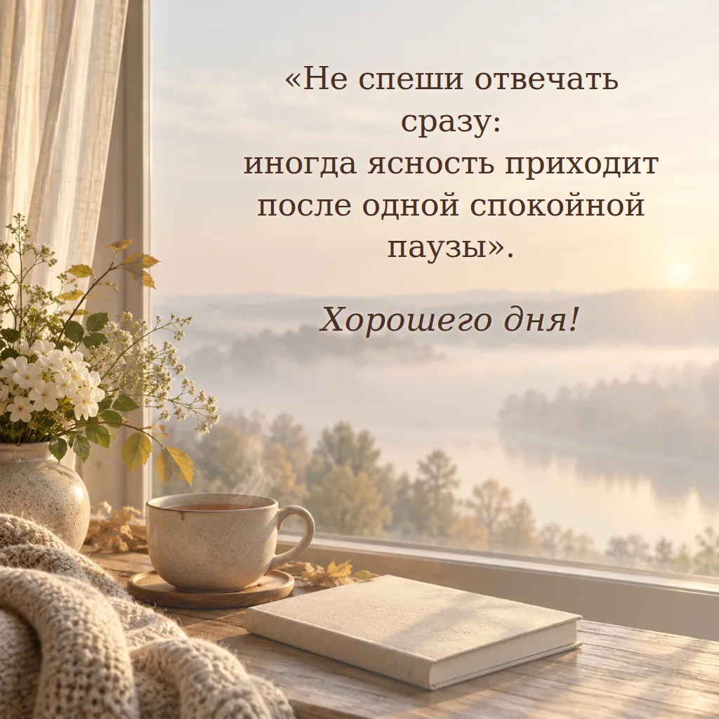 «Не спеши отвечать сразу: иногда ясность приходит после одной спокойной паузы».
