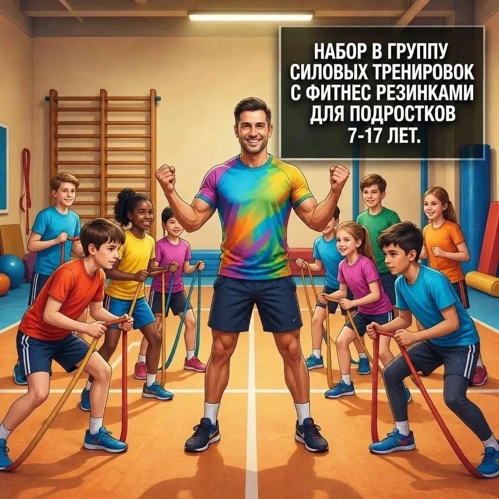 💪 Набор в группу силовых тренировок с фитнес‑резинками — для подростков 7–15 лет!
