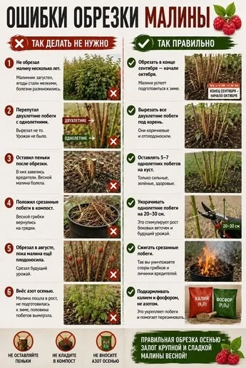 Главные ошибки при обрезке малины: как делать правильно 🍓🌿