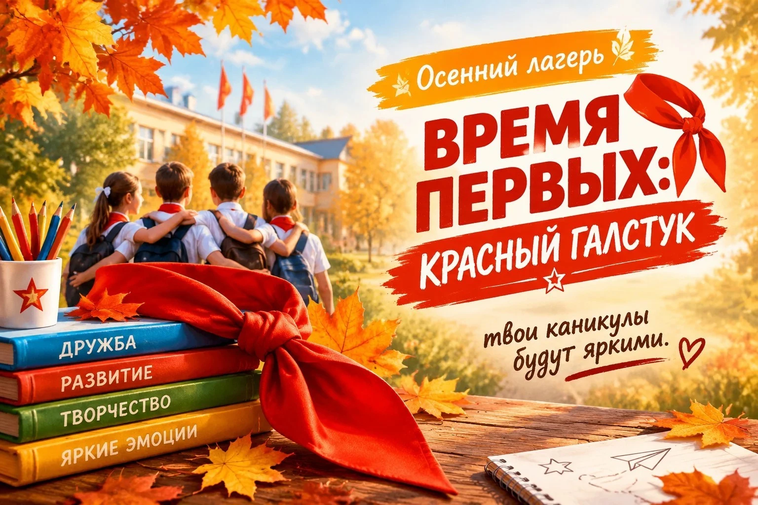 ОСЕННИЙ ЛАГЕРЬ «ВРЕМЯ ПЕРВЫХ: КРАСНЫЙ ГАЛСТУК»